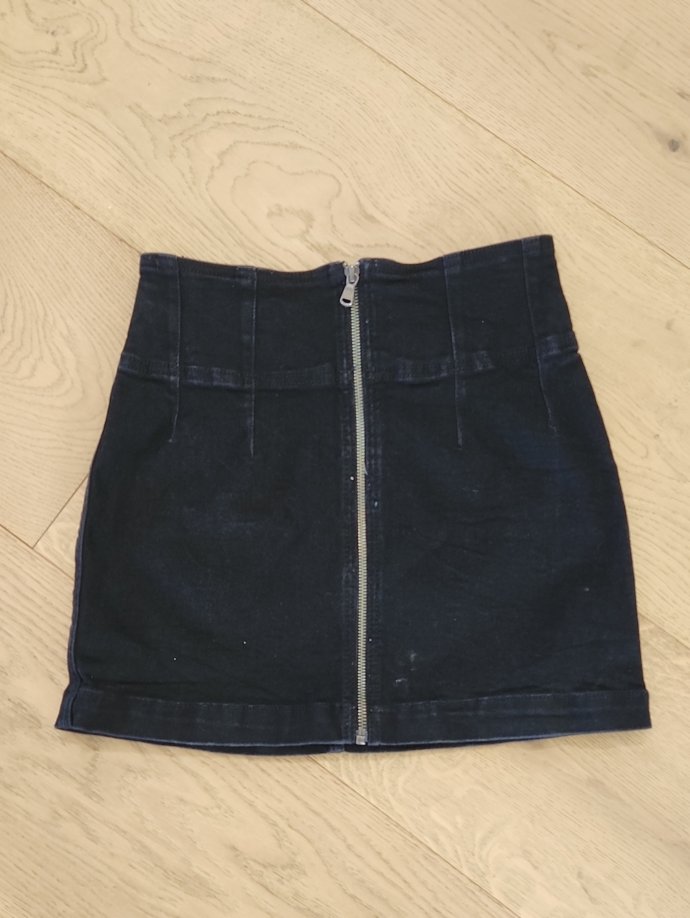 We The Free Black High-Waist Mini Skirt with Front Zip